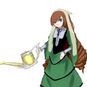 Rating: Safe Score: 0 Tags: 1girl brown_hair dress green_dress green_eyes head_scarf heterochromia holding image long_hair long_sleeves looking_at_viewer open_mouth red_eyes simple_background smile solo suiseiseki very_long_hair watering_can white_background User: admin