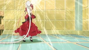 Rating: Safe Score: 0 Tags: 1girl blonde_hair checkered checkered_floor dress frills image long_hair long_sleeves mary_janes pair red_dress shinku shoes solo standing suigintou tile_floor tiles very_long_hair User: admin