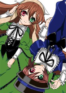 Rating: Safe Score: 0 Tags: 2girls blue_dress brown_hair dress frills green_dress green_eyes hat head_scarf heterochromia image long_hair long_sleeves looking_at_viewer multiple_girls pair red_eyes short_hair siblings simple_background sisters smile souseiseki suiseiseki top_hat twins white_background User: admin