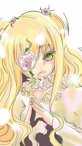 Rating: Safe Score: 0 Tags: 1girl blonde_hair dress eyepatch flower frills green_eyes hair_flower hair_ornament image kirakishou long_hair pink_flower pink_rose rose solo thorns User: admin