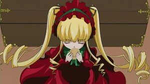 Rating: Safe Score: 0 Tags: 1girl blonde_hair closed_eyes cup drill_hair eating food image long_hair long_sleeves shinku sleeping solo twin_drills twintails User: admin