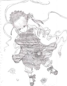 Rating: Safe Score: 0 Tags: 1girl bloomers bonnet dress drill_hair flower frills full_body greyscale image long_hair long_sleeves looking_at_viewer monochrome rose shinku shoes solo striped suigintou twintails User: admin