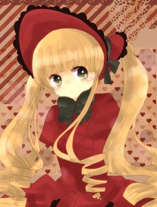 Rating: Safe Score: 0 Tags: 1girl blonde_hair blush bonnet bow bowtie dress drill_hair hat heart image long_hair long_sleeves looking_at_viewer ringlets shinku solo twin_drills twintails User: admin