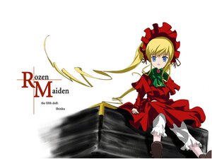 Rating: Safe Score: 0 Tags: 1girl blonde_hair bloomers blue_eyes bonnet bow bowtie dress image long_hair long_sleeves looking_at_viewer open_mouth red_dress shinku shoes simple_background sitting solo twintails underwear white_background User: admin