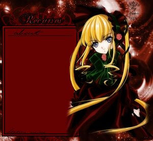 Rating: Safe Score: 0 Tags: 1girl blonde_hair blue_eyes bonnet bow bowtie dress flower green_bow green_neckwear image long_hair long_sleeves looking_at_viewer pink_rose red_dress rose shinku sidelocks solo twintails User: admin