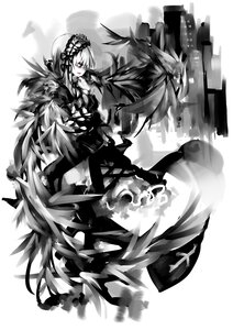 Rating: Safe Score: 0 Tags: 1girl dress frills greyscale hairband image long_sleeves monochrome red_eyes short_hair solo suigintou User: admin