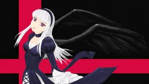 Rating: Safe Score: 0 Tags: 1girl bangs black_background black_dress black_wings breasts choker dress frills hairband image juliet_sleeves long_hair long_sleeves looking_at_viewer puffy_sleeves purple_eyes simple_background solo suigintou white_hair wings User: admin