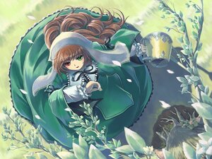 Rating: Safe Score: 0 Tags: 1girl brown_hair commentary_request dress flower frills green_dress green_eyes heterochromia image long_hair long_sleeves looking_at_viewer petals ranranloo red_eyes rozen_maiden smile solo suiseiseki tree very_long_hair User: admin