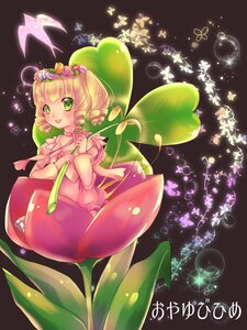Rating: Safe Score: 0 Tags: 1girl black_background blonde_hair bug butterfly butterfly_wings drill_hair flower green_eyes hair_flower hair_ornament heart hinaichigo image insect monster_girl solo wings User: admin