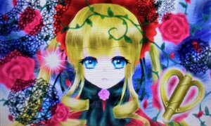 Rating: Safe Score: 0 Tags: 1girl blonde_hair blue_eyes drill_hair flower image long_hair looking_at_viewer rose shinku solo twin_drills twintails upper_body User: admin