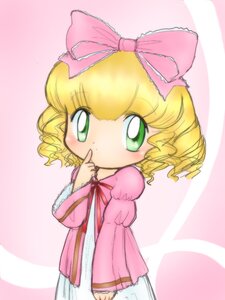 Rating: Safe Score: 0 Tags: 1girl blonde_hair blush bow chibi dress finger_to_mouth green_eyes hair_bow hina_ichigo hinaichigo image long_sleeves looking_at_viewer pink_background pink_bow pink_dress short_hair solo standing striped striped_background wide_sleeves User: admin