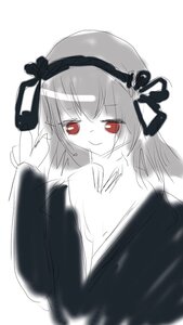 Rating: Safe Score: 0 Tags: 1girl bangs black_wings closed_mouth dress eyebrows_visible_through_hair hairband image long_hair long_sleeves looking_at_viewer red_eyes ribbon simple_background smile solo suigintou upper_body white_background User: admin