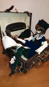 Rating: Safe Score: 0 Tags: 1girl bow_(instrument) brown_hair closed_eyes doll dress fine_art_parody frills green_dress hat instrument long_sleeves multiple_dolls music playing_instrument short_hair sitting souseiseki tagme violin User: admin