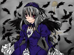Rating: Safe Score: 0 Tags: 1girl black_feathers black_wings dress feathers flower frills hairband image long_hair long_sleeves looking_at_viewer pink_eyes silver_hair solo suigintou wings User: admin