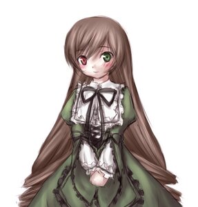 Rating: Safe Score: 0 Tags: 1girl blush brown_hair dress frills green_dress green_eyes heterochromia image long_hair long_sleeves looking_at_viewer red_eyes simple_background smile solo standing suiseiseki very_long_hair white_background User: admin