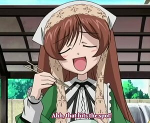 Rating: Safe Score: 0 Tags: 1girl :d ^_^ blush brown_hair closed_eyes head_scarf image long_hair long_sleeves open_mouth ribbon smile solo suiseiseki User: admin