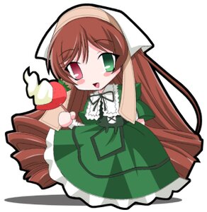 Rating: Safe Score: 0 Tags: 1girl artist_request brown_hair chibi dress drill_hair food full_body green_dress green_eyes head_scarf heterochromia image long_hair long_sleeves looking_at_viewer lowres open_mouth red_eyes rozen_maiden simple_background solo strawberry suiseiseki twin_drills very_long_hair white_background User: admin