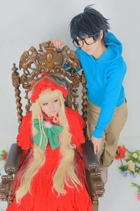 Rating: Safe Score: 0 Tags: 1boy 1girl black_hair blonde_hair dress flower glasses hood long_hair long_sleeves multiple_cosplay smile standing tagme User: admin