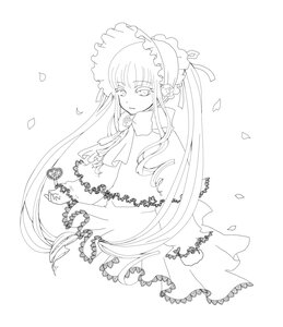 Rating: Safe Score: 0 Tags: 1girl bow dress flower frills image long_hair long_sleeves looking_at_viewer monochrome petals rose shinku simple_background solo striped twintails very_long_hair white_background User: admin