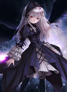 Rating: Safe Score: 0 Tags: 1girl black_dress black_wings closed_mouth dress dutch_angle frills gothic_lolita hairband image juliet_sleeves lolita_fashion lolita_hairband long_hair long_sleeves looking_at_viewer night pink_eyes puffy_sleeves ribbon silver_hair solo standing suigintou wings User: admin