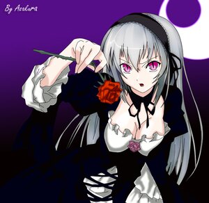 Rating: Safe Score: 0 Tags: 1girl breasts cleavage dress flower frills hairband image lolita_fashion long_hair rose silver_hair solo suigintou User: admin