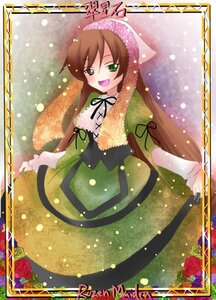 Rating: Safe Score: 0 Tags: 1girl :d brown_hair dress flower green_dress green_eyes head_scarf heterochromia image long_hair long_sleeves looking_at_viewer open_mouth rose smile solo suiseiseki very_long_hair watering_can User: admin