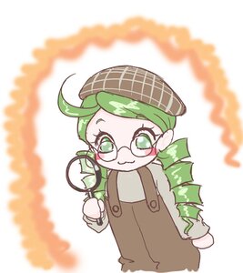 Rating: Safe Score: 0 Tags: 1girl ahoge coat glasses green_eyes green_hair hat holding image kanaria leaf long_sleeves looking_at_viewer smile solo standing User: admin