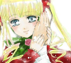 Rating: Safe Score: 0 Tags: 1girl bangs blonde_hair blue_eyes drill_hair flower hair_ribbon image long_hair looking_at_viewer pink_rose portrait red_flower red_rose ribbon rose shinku smile solo solo_focus User: admin