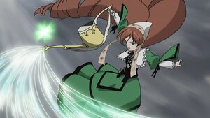 Rating: Safe Score: 0 Tags: 1girl brown_hair dress drill_hair frills green_dress green_eyes hat image long_hair long_sleeves solo suiseiseki very_long_hair User: admin