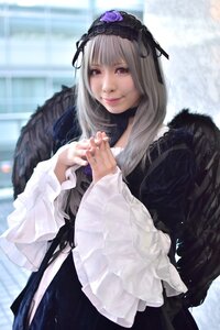 Rating: Safe Score: 0 Tags: 1girl blurry blurry_background closed_mouth depth_of_field dress flower frills hairband lips lolita_fashion lolita_hairband long_hair long_sleeves looking_at_viewer rose silver_hair smile solo suigintou User: admin