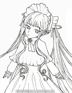 Rating: Safe Score: 0 Tags: 1girl bangs blunt_bangs bonnet bow closed_mouth dress flower greyscale hair_ornament image long_hair looking_at_viewer monochrome ribbon shinku sidelocks solo very_long_hair white_background User: admin