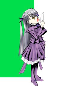 Rating: Safe Score: 0 Tags: 1girl barasuishou boots full_body hair_ornament image long_hair long_sleeves looking_back open_mouth pantyhose purple_skirt skirt solo standing yellow_eyes User: admin