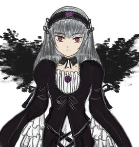 Rating: Safe Score: 0 Tags: 1girl black_ribbon cross-laced_clothes dress flower frills hairband image long_hair long_sleeves looking_at_viewer red_eyes ribbon rose silver_hair simple_background solo suigintou upper_body white_background wings User: admin