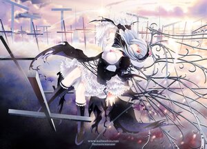 Rating: Safe Score: 0 Tags: 1girl black_wings dress feathers frills gothic_lolita hairband kneehighs lolita_fashion lolita_hairband long_hair red_eyes silver_hair solo suigintou sword weapon wings User: admin