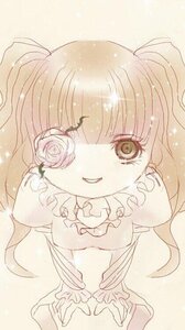 Rating: Safe Score: 0 Tags: 1girl bangs dress flower frills image kirakishou long_hair long_sleeves looking_at_viewer pink_rose rose simple_background smile solo striped traditional_media two_side_up User: admin