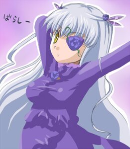 Rating: Safe Score: 0 Tags: 1girl arms_up barasuishou bodysuit breasts dress image long_hair long_sleeves looking_at_viewer silver_hair solo very_long_hair yellow_eyes User: admin