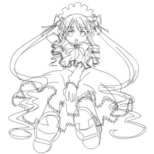 Rating: Safe Score: 0 Tags: 1girl :o boots dress full_body greyscale image lineart long_hair long_sleeves looking_at_viewer monochrome open_mouth shinku simple_background solo twintails very_long_hair white_background User: admin