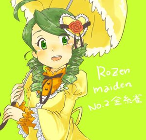 Rating: Safe Score: 0 Tags: 1girl ahoge dress drill_hair flower green_background green_eyes green_hair image kanaria rose simple_background smile solo twin_drills umbrella yellow_background yellow_dress User: admin