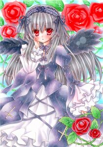 Rating: Safe Score: 0 Tags: 1girl black_wings blue_rose blush colored_pencil_(medium) cross dress flower frills gothic_lolita hairband image lolita_fashion long_hair long_sleeves looking_at_viewer marker_(medium) pastel_(medium) pink_flower pink_rose purple_rose red_eyes red_flower red_rose rose rose_petals silver_hair solo suigintou thorns traditional_media watercolor_(medium) wings User: admin