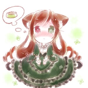 Rating: Safe Score: 0 Tags: 1girl animal_ears blush brown_hair chibi dress drill_hair frills green_dress green_eyes heterochromia image long_hair long_sleeves red_eyes solo suiseiseki very_long_hair User: admin