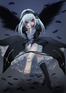 Rating: Safe Score: 0 Tags: 1girl black_feathers black_wings boots dress feathered_wings feathers flower frills full_body hairband image juliet_sleeves long_hair long_sleeves looking_at_viewer puffy_sleeves red_eyes ribbon rose solo suigintou wings User: admin