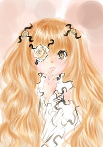 Rating: Safe Score: 0 Tags: 1girl blonde_hair blush dress finger_to_mouth flower frills hair_ornament image kirakishou long_hair pumpkin_hair_ornament rose solo wavy_hair User: admin