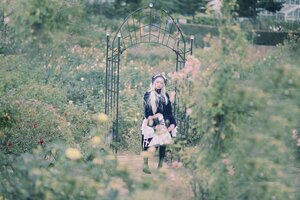 Rating: Safe Score: 0 Tags: 1girl apron bangs black_dress black_legwear blurry blurry_foreground closed_mouth day depth_of_field dress flower long_hair long_sleeves outdoors sitting solo standing suigintou very_long_hair User: admin