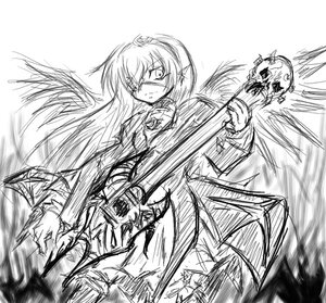 Rating: Safe Score: 0 Tags: 1girl eyepatch greyscale image long_hair looking_at_viewer monochrome motion_blur sketch solo suigintou weapon User: admin