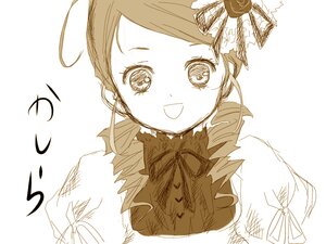 Rating: Safe Score: 0 Tags: 1girl :d auto_tagged blush hair_ornament image kanaria monochrome open_mouth ribbon simple_background sketch smile solo upper_body white_background User: admin