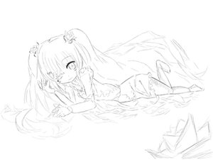 Rating: Safe Score: 0 Tags: 1girl barefoot greyscale hair_ornament image kirakishou long_hair looking_at_viewer monochrome sketch smile solo striped twintails User: admin