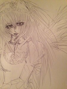 Rating: Safe Score: 0 Tags: 1girl dress frills image long_hair looking_at_viewer monochrome sketch solo suigintou traditional_media User: admin