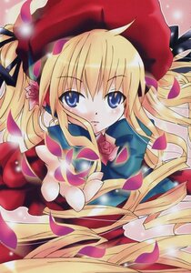 Rating: Safe Score: 0 Tags: 1girl blonde_hair blue_eyes blush dress flower hat image long_hair long_sleeves looking_at_viewer petals rose rose_petals shinku solo very_long_hair User: admin