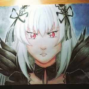 Rating: Safe Score: 0 Tags: 1girl bangs black_dress black_ribbon black_wings closed_mouth eyebrows_visible_through_hair hair_between_eyes image long_hair looking_at_viewer marker_(medium) photo portrait red_eyes ribbon solo suigintou traditional_media wings User: admin