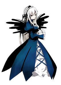 Rating: Safe Score: 0 Tags: 1girl black_ribbon black_wings dress flower frills full_body hairband image juliet_sleeves long_hair long_sleeves looking_at_viewer pale_skin ribbon rose simple_background solo standing suigintou very_long_hair white_background wings User: admin